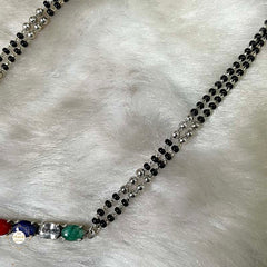 925 Sterling Silver Navratna Drop Mangalsutra