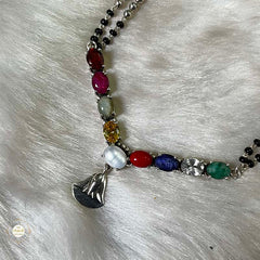 925 Sterling Silver Navratna Drop Mangalsutra