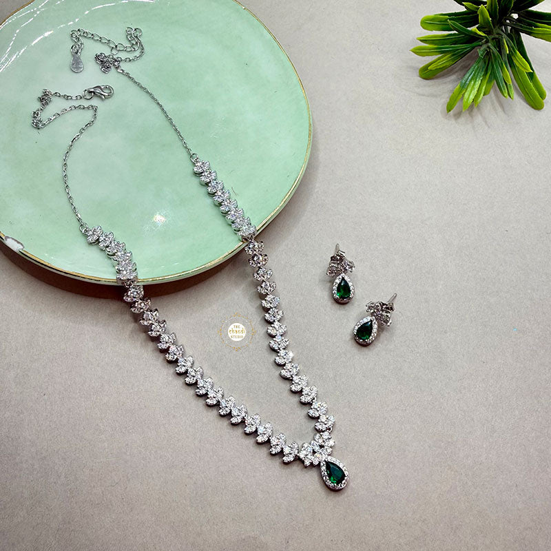 Sparkling Silver Aqua Grace Necklace Set