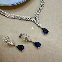 Sparkling Silver Celestial Blue Necklace Set