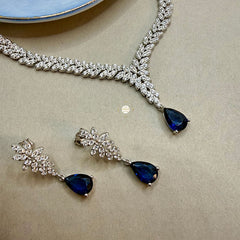 Sparkling Silver Celestial Blue Necklace Set
