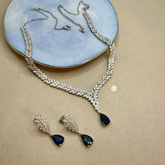 Sparkling Silver Celestial Blue Necklace Set