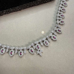 Sparkling Silver Petal Glow Necklace Set