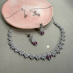Sparkling Silver Twilight Bloom Necklace Set