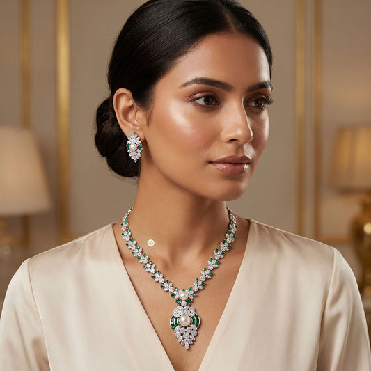 Sparkling Silver Mint Radiance Necklace Set