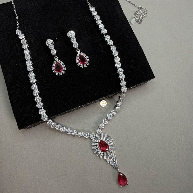 Sparkling Silver Twilight Bloom Necklace Set