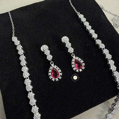 Sparkling Silver Twilight Bloom Necklace Set