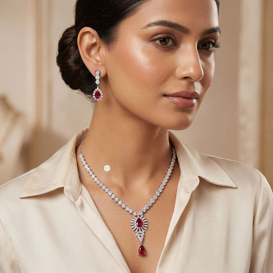 Sparkling Silver Twilight Bloom Necklace Set