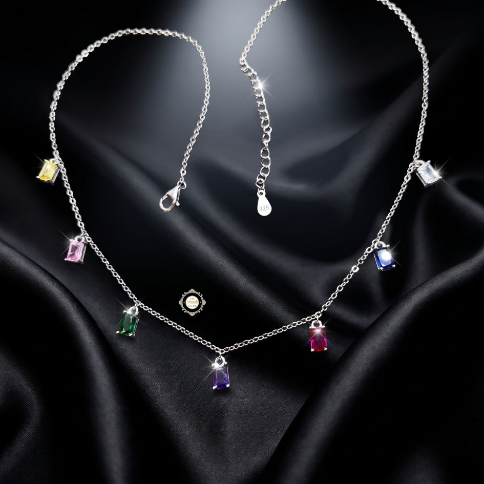 Sterling Silver Sparkling Rainbow Royale Necklace