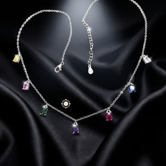 Sterling Silver Sparkling Rainbow Royale Necklace