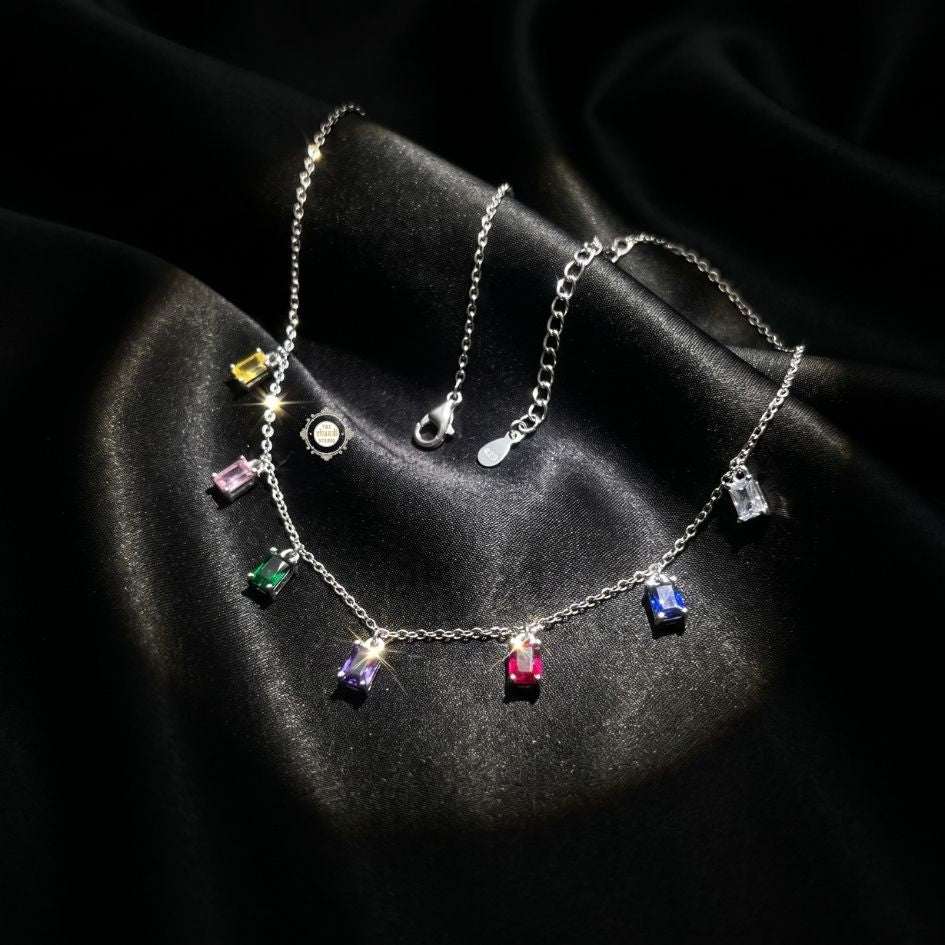 Sterling Silver Sparkling Rainbow Royale Necklace