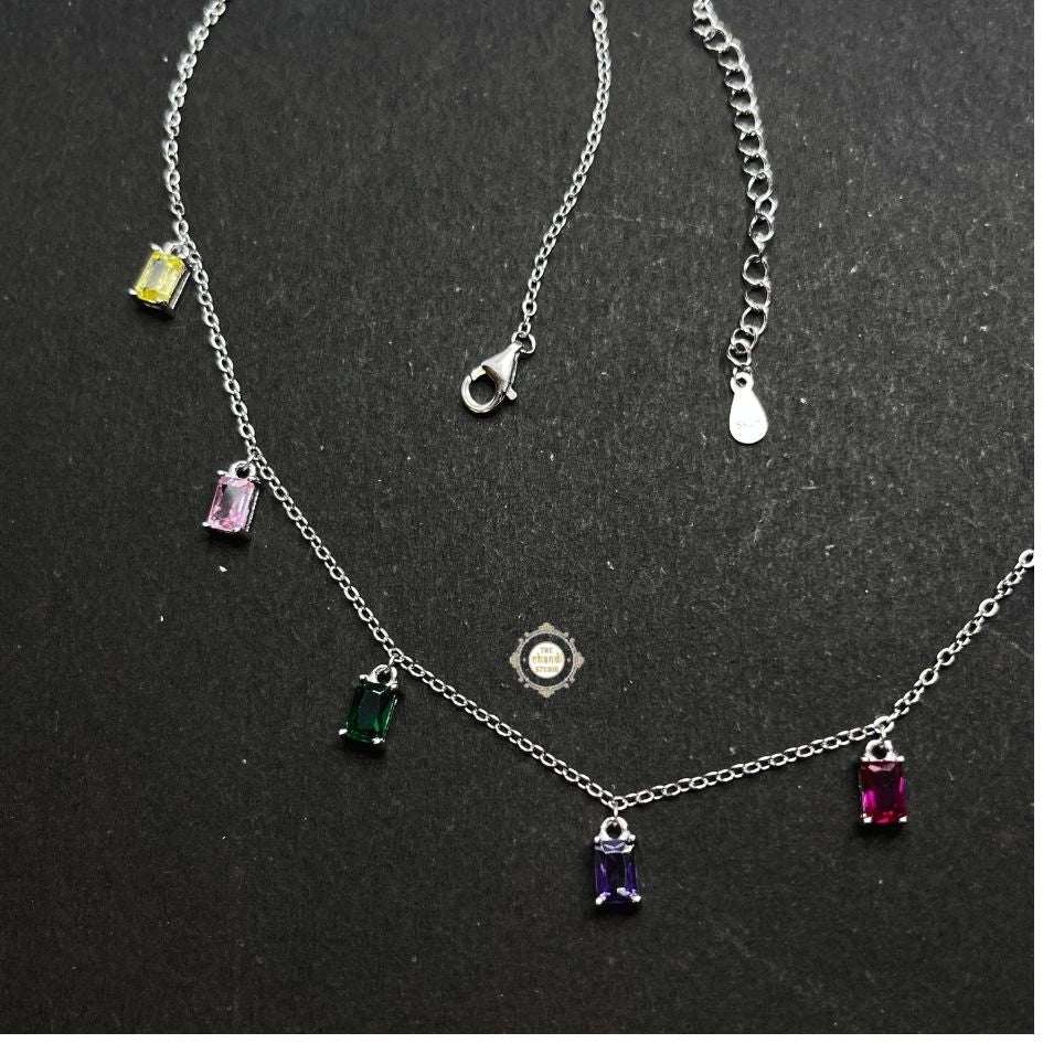 Sterling Silver Sparkling Rainbow Royale Necklace
