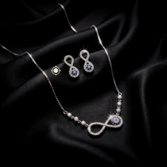 Sterling Silver Sparkling Evil Eye Necklace Set