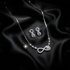 Sterling Silver Sparkling Evil Eye Necklace Set