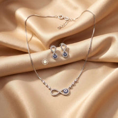 Sterling Silver Sparkling Evil Eye Necklace Set