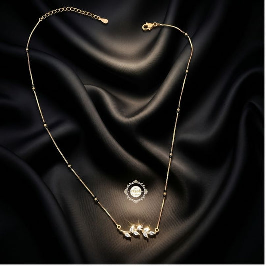 Sparkling Silver Leaf Mangalsutra