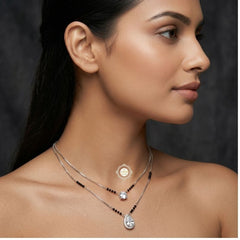 Sparkling Silver Twice Love Mangalsutra