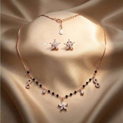 Sterling Silver Sparkling Floral Radiance Mangalsutra with Earring