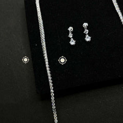 Sterling Silver Sparkling Celeste Tennis Necklace Set
