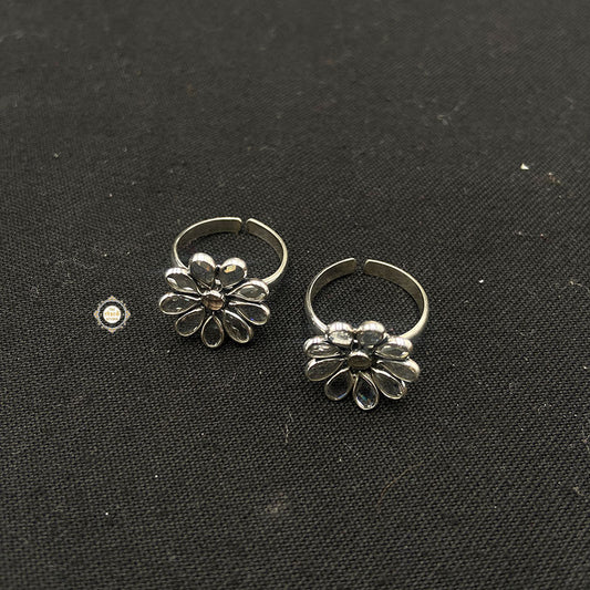 Pure 925 Sterling Silver Flower Toe Ring