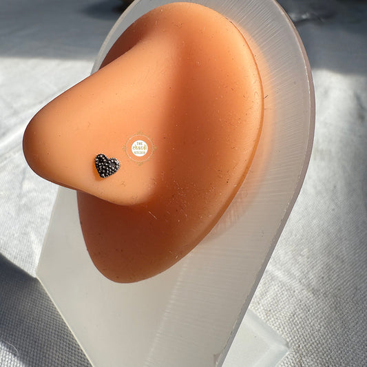 Sterling Silver Heart  Nose Pin (Wired)