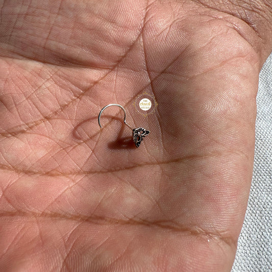 Sparkling Silver Oxidized Bloomfly Nose Pin (Wired)