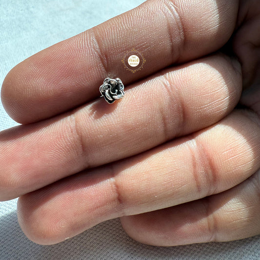 Sparkling Silver Rose Flower  Nose Pin(Wired)