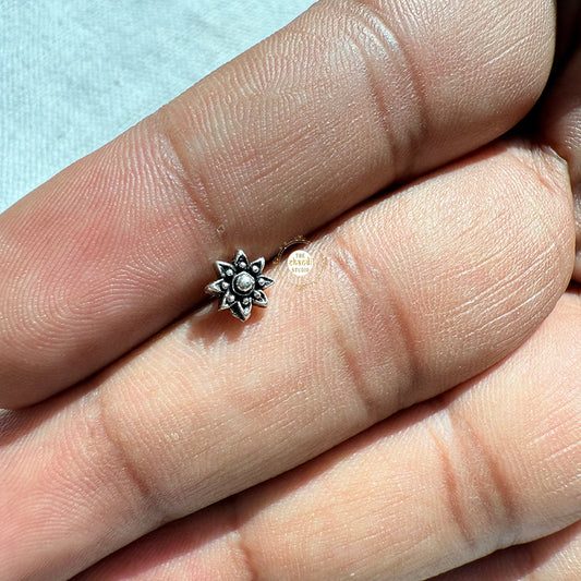 Sparkling Silver Tara Sitara Nose Pin (Wired)