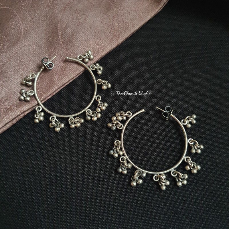 DARSHRAJ 925 sterling silverChandi White Stone Double Layer Bali Earring  For GirlsWomenKidsBaby Girls Pair  Amazonin Fashion